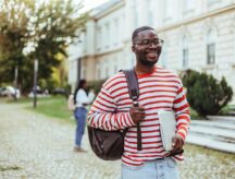 International student exploring a university campus