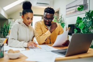 Young couple working