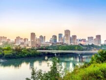 A view of the Edmonton skyline on a summer day