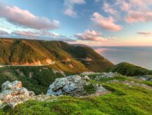 Mountain side on the Canadian coast, on a summer evening.