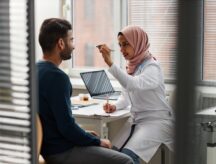 A doctor examines a patient who likely is on his work permit in Ontario.