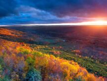 A field on northern Ontario on an autumn sunrise