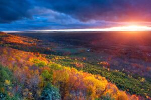 A field on northern Ontario on an autumn sunrise