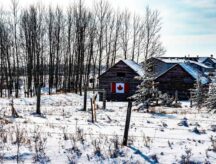 houses on a snowy winter day in Canada