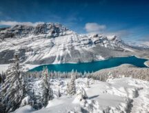 Beautiful mountain located in Banff during the winter time.