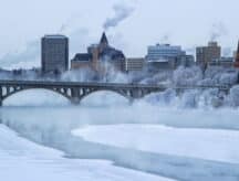 The city of Saskatoon covered in snow